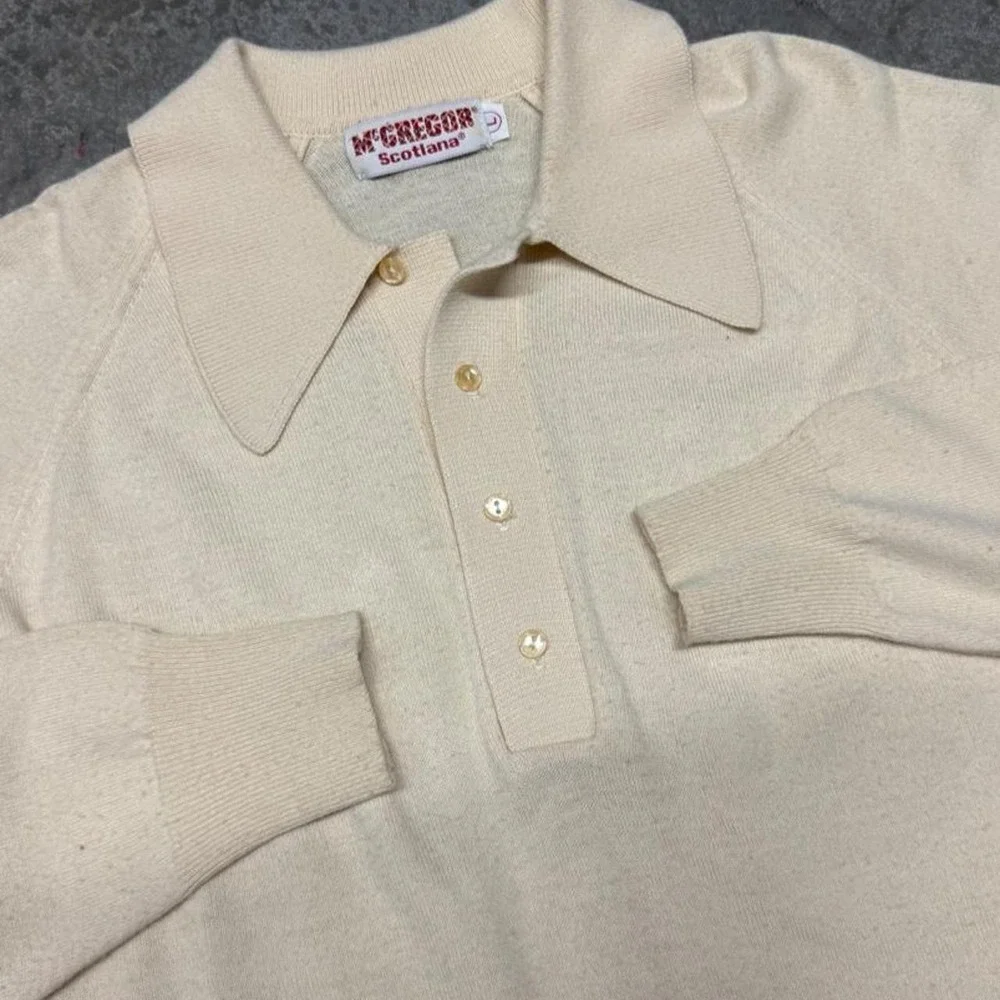 Vintage 60s/70s McGregor Scottish Wool Long sleeve Polo Sweater